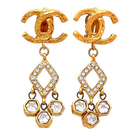 chanel diamond earrings cc|authentic vintage chanel earrings.